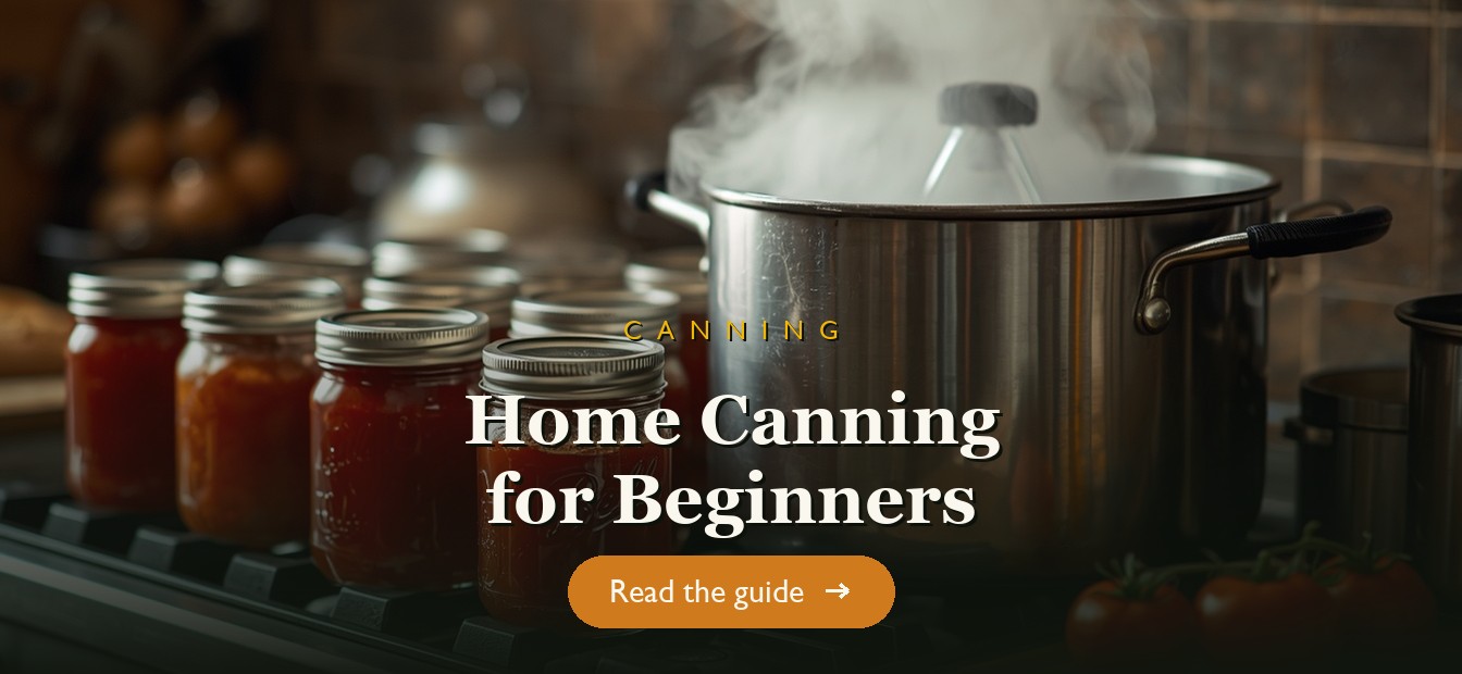 Home canning in progress with mason jars and a water-bath pot