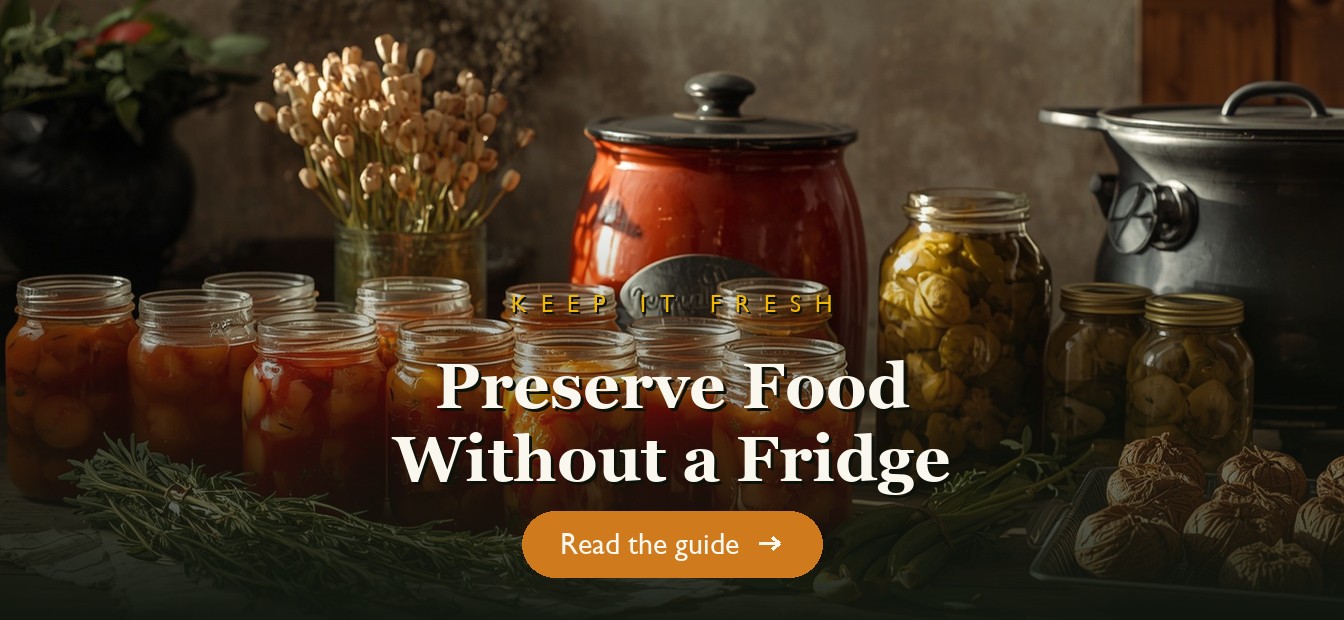 Home food preservation β canning jars, fermentation crock and drying herbs