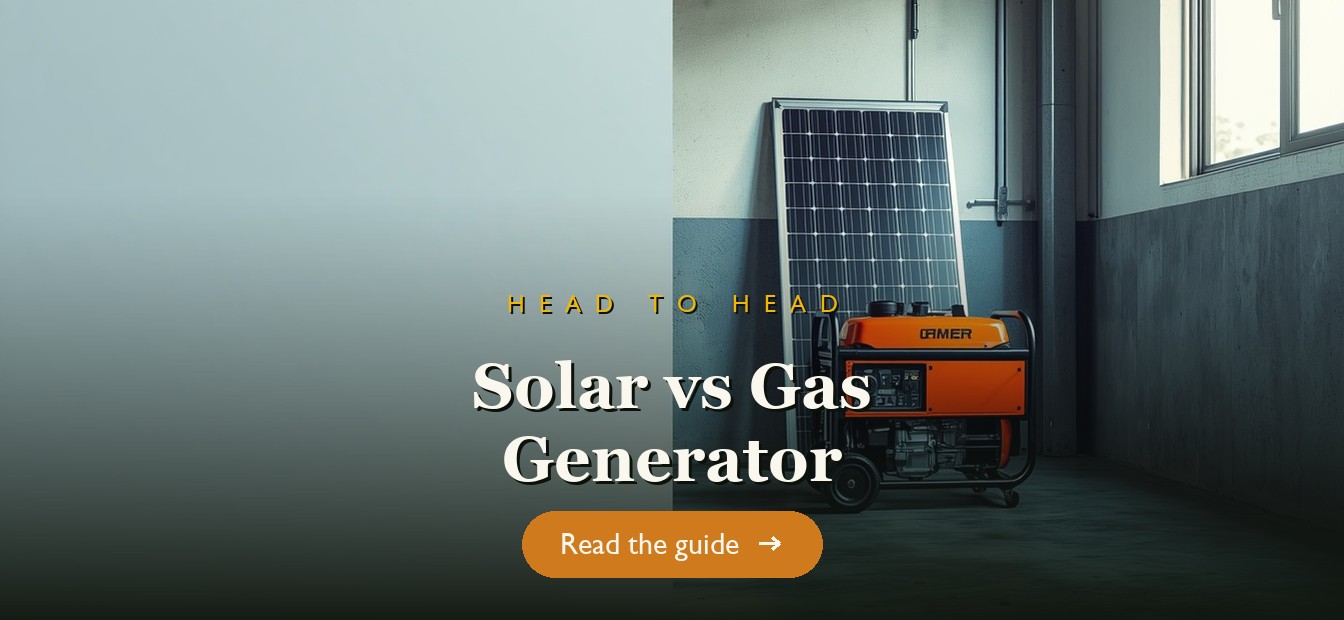 A solar power station beside a portable gas generator