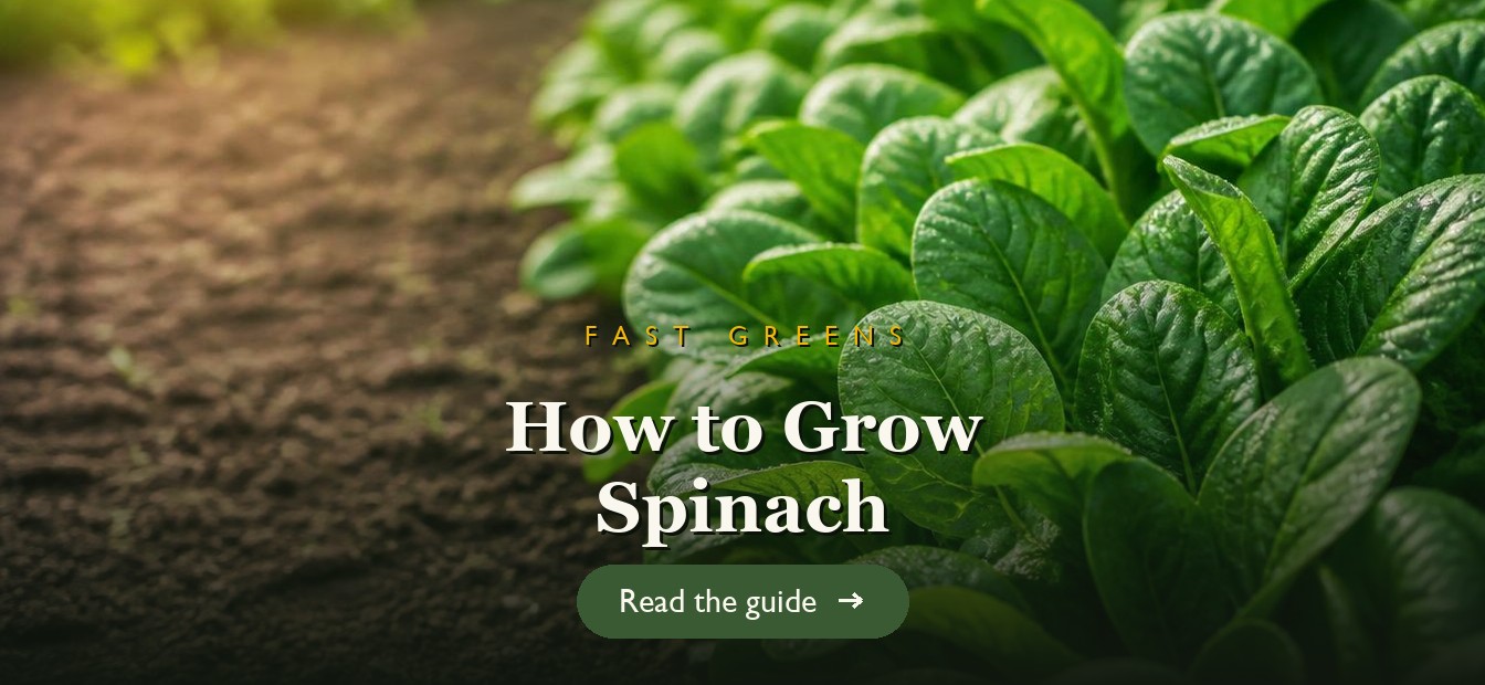 Fresh green spinach leaves growing thickly in a garden bed