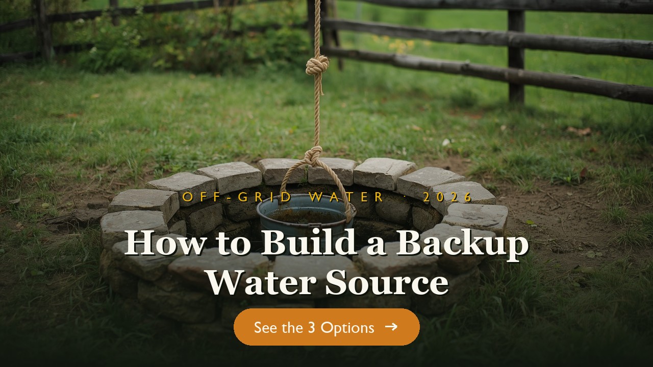 A hand-dug backyard well with a bucket on a rope