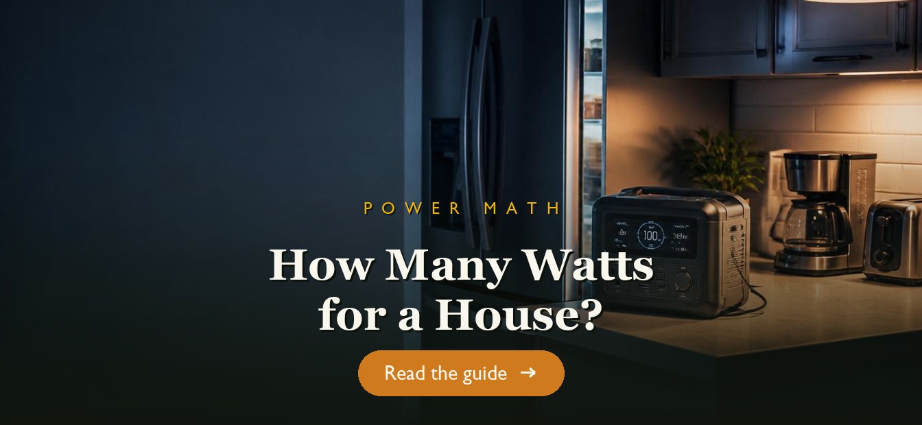 A watt meter and backup power station connected to home appliances